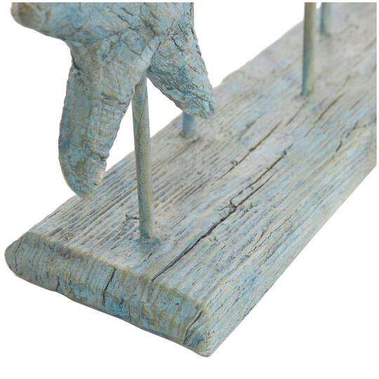 13.75" Light Blue Polystone Ombre Shell & Seahorse Textured Sculpture